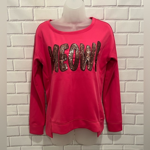 JUICY COUTURE women pink sequin long sleeve sweatshirt/size S - Picture 1 of 9